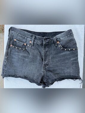 Levi's Black Washed Studded Jean Shorts